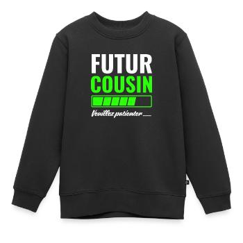 Zukünftiger Cousin, bitte warten - Kinder Premium Organic Sweatshirt - Schwarz - Vorne - AI Model Kid Female (0cm)