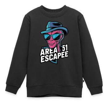 Évadé de la zone 51 - Sweat Premium enfant bio - noir - Devant - AI Model Kid Female (0cm)