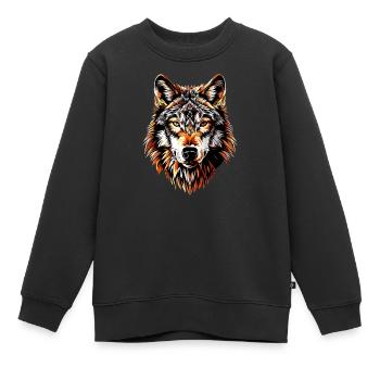 Wolf Motiv Wölfe Wolfsrudel Grauer Wolfshund Wolfs - Kinder Premium Organic Sweatshirt - Schwarz - Vorne - AI Model Kid Female (0cm)