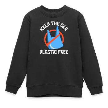 Baignade sur la plage et la mer sans plastique contre la pollution - Sweat Premium enfant bio - noir - Devant - AI Model Kid Female (0cm)