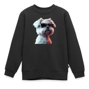 Maltais Petit Chien Maltais Amour Doux Maltais - Sweat Premium enfant bio - noir - Devant - AI Model Kid Female (0cm)