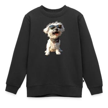 Maltais Petit Chien Maltais Amour Doux Maltais - Sweat Premium enfant bio - noir - Devant - AI Model Kid Female (0cm)