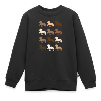 Cheval islandais - Sweat Premium enfant bio - noir - Devant - AI Model Kid Female (0cm)