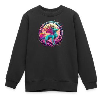 Psychedelic Fox Art - Kids Premium Organic Sweatshirt - black - Front - AI Model Kid Female (0cm)
