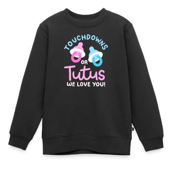 Touchdowns oder Tutus für Gender-Reveal-Partys - Kinder Premium Organic Sweatshirt - Schwarz - Vorne - AI Model Kid Female (0cm)
