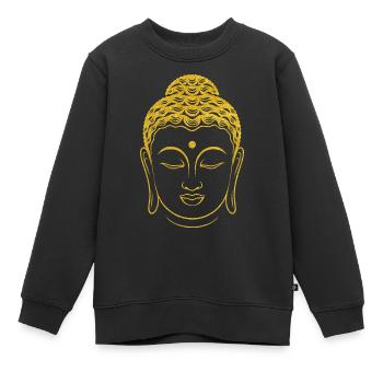Outline Buddha Face Stylized In A Gold - Kids Premium Organic Sweatshirt - black - Front - AI Model Kid Female (0cm)