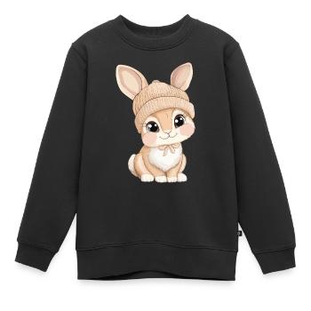 Hase Süß Niedlich Baby Kinder Tier Cartoon - Kinder Premium Organic Sweatshirt - Schwarz - Vorne - AI Model Kid Female (0cm)