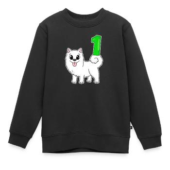 Numéro 1 Numéro Un - Motif Chien Samoyède - Sweat Premium enfant bio - noir - Devant - AI Model Kid Female (0cm)