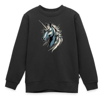 Einhorn Reiterin Ponyhof Pferde Reiten Einhörner - Kinder Premium Organic Sweatshirt - Schwarz - Vorne - AI Model Kid Female (0cm)