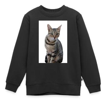Chat chat noir chaton - Sweat Premium enfant bio - noir - Devant - AI Model Kid Female (0cm)