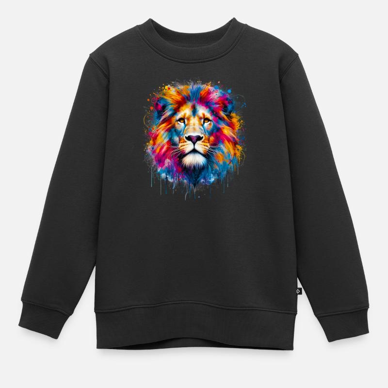 Lion - Sweat Premium enfant bio - noir