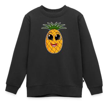 Ananas Obst - Kinder Premium Organic Sweatshirt - Schwarz - Vorne - AI Model Kid Female (0cm)