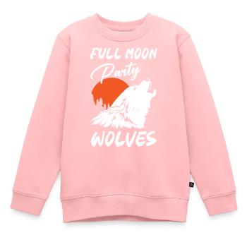 Loups de fête de la pleine lune - Sweat Premium enfant bio - rose - Devant - AI Model Kid Female (0cm)