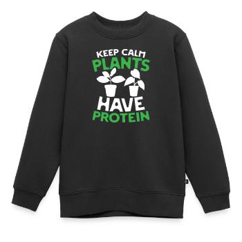Keep calm plants have protein - Kinder Premium Organic Sweatshirt - Schwarz - Vorne - AI Model Kid Female (0cm)