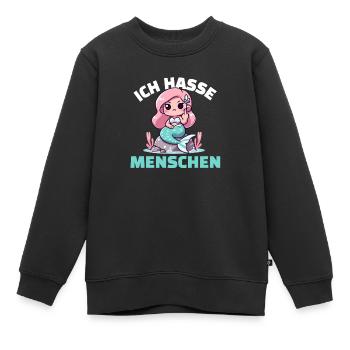 Sirène effrontée avec un message cynique - Sweat Premium enfant bio - noir - Devant - AI Model Kid Female (0cm)