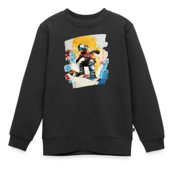 Snowboarder poudreuse - Sweat Premium enfant bio - noir - Devant - AI Model Kid Female (0cm)