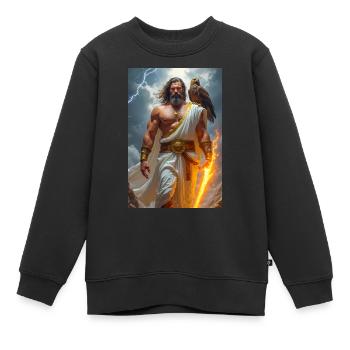 Zeus, bärtiger Gott, der einen Blitz hält, Sturm - Kinder Premium Organic Sweatshirt - Schwarz - Vorne - AI Model Kid Female (0cm)