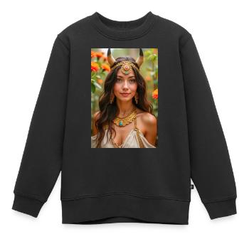 Hathor, goldener Kopfschmuck mit Sonnenscheibe - Kinder Premium Organic Sweatshirt - Schwarz - Vorne - AI Model Kid Female (0cm)