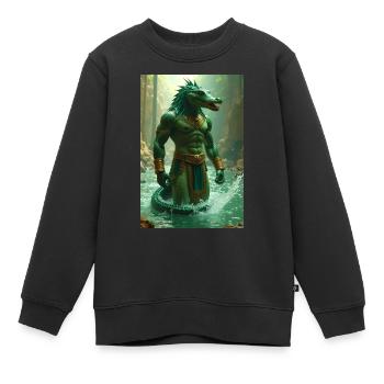 Sobek, godin à tête de crocodile dans le Nil - Sweat Premium enfant bio - noir - Devant - AI Model Kid Female (0cm)