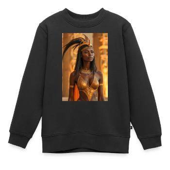 Ma’at, feather-crowned goddess, holding scales of - Kids Premium Organic Sweatshirt - black - Front - AI Model Kid Female (0cm)
