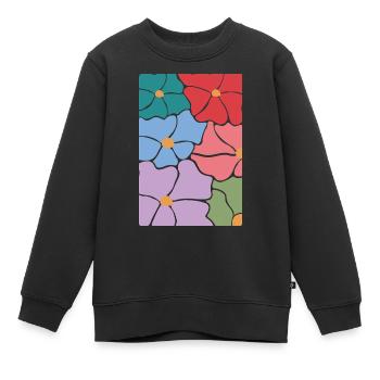 Boho Flora Blumen - Kinder Premium Organic Sweatshirt - Schwarz - Vorne - AI Model Kid Female (0cm)