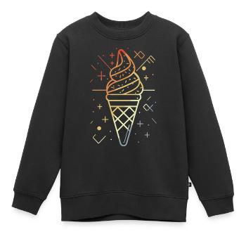 Cornet de crème glacée croquis style rétro - Sweat Premium enfant bio - noir - Devant - AI Model Kid Female (0cm)
