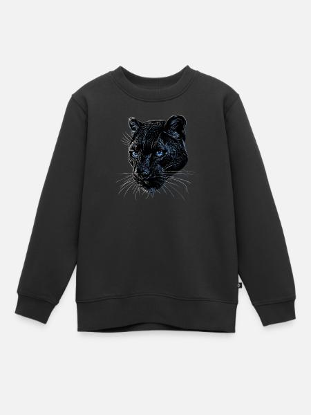 Panther Leopard Raubkatze Süße Großkatze Panter - Kinder Premium Organic Sweatshirt - Schwarz