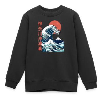La grosse vague au large de Kanagawa - Sweat Premium enfant bio - noir - Devant - AI Model Kid Female (0cm)