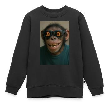 Bitcoin meets Monkey Joe - Kinder Premium Organic Sweatshirt - Schwarz - Vorne - AI Model Kid Female (0cm)