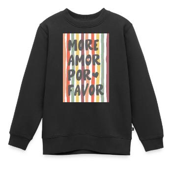 more amor por favor - Kids Premium Organic Sweatshirt - black - Front - AI Model Kid Female (0cm)