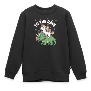 To The Rave EDM Unicorn Sloth Riding Dinosaur - Kids Premium Organic Sweatshirt - black - Front - AI Model Kid Female (0cm)