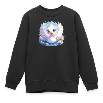 Schwäne Schwan - Kinder Premium Organic Sweatshirt - Schwarz - Vorne - AI Model Kid Female (0cm)