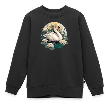 Schwäne Schwan - Kinder Premium Organic Sweatshirt - Schwarz - Vorne - AI Model Kid Female (0cm)