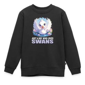 Schwäne Schwan - Kinder Premium Organic Sweatshirt - Schwarz - Vorne - AI Model Kid Female (0cm)