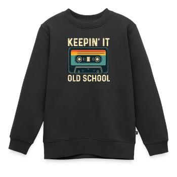 Keepin' It Old School Hip Hop Kultur Retro - Kinder Premium Organic Sweatshirt - Schwarz - Vorne - AI Model Kid Female (0cm)