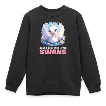 Schwäne Schwan - Kinder Premium Organic Sweatshirt - Schwarz - Vorne - AI Model Kid Female (0cm)
