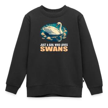 Schwäne Schwan - Kinder Premium Organic Sweatshirt - Schwarz - Vorne - AI Model Kid Female (0cm)