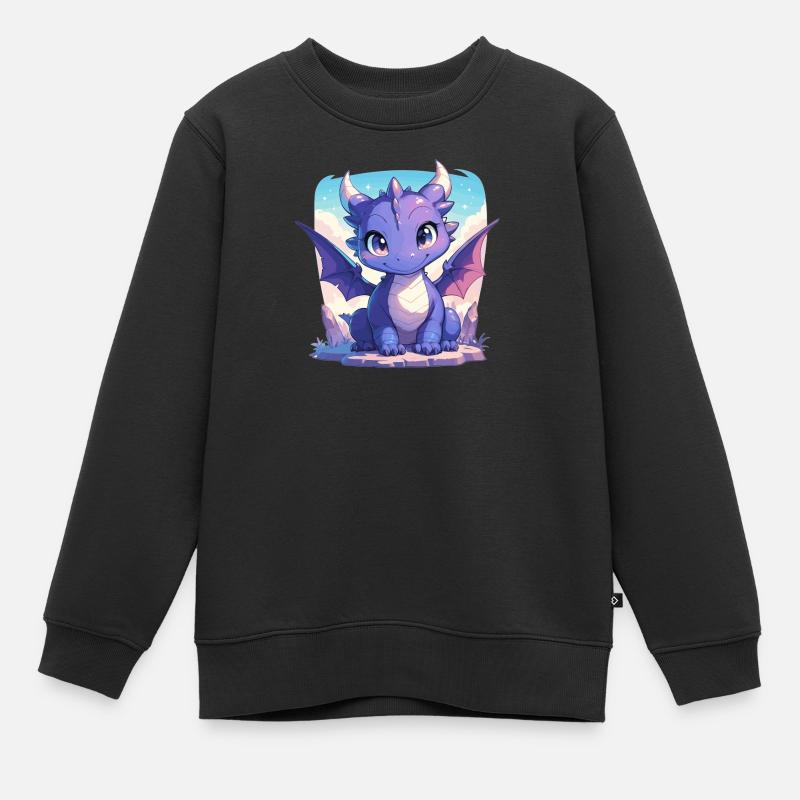 Drachen Drache - Kinder Premium Organic Sweatshirt - Schwarz