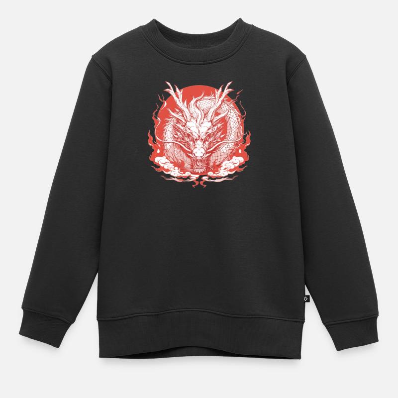 Drachen Drache - Kinder Premium Organic Sweatshirt - Schwarz