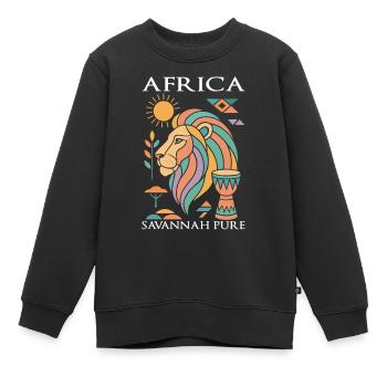 Löwe afrika in pastell - Kinder Premium Organic Sweatshirt - Schwarz - Vorne - AI Model Kid Female (0cm)