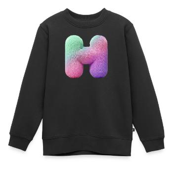 Lettre H en aspect fourrure pastel et dégradé de couleurs - Sweat Premium enfant bio - noir - Devant - AI Model Kid Female (0cm)