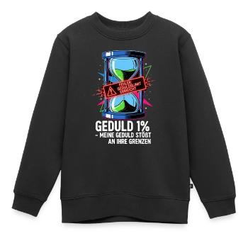 Patience 1 % Sablier Illustration - Sweat Premium enfant bio - noir - Devant - AI Model Kid Female (0cm)