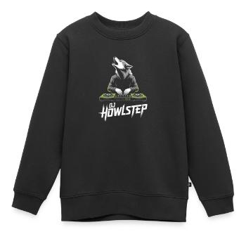 DJ Howlstep Wolf DJ Am Mischpult EDM - Kinder Premium Organic Sweatshirt - Schwarz - Vorne - AI Model Kid Female (0cm)