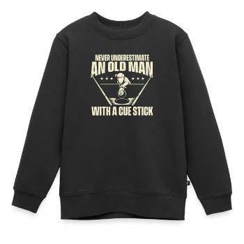 Unterschätzen Sie niemals einen alten Mann mit einem Queue - Kinder Premium Organic Sweatshirt - Schwarz - Vorne - AI Model Kid Female (0cm)