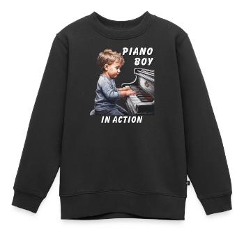 PIANO BOY IN ACTION - Kinder Premium Organic Sweatshirt - Schwarz - Vorne - AI Model Kid Female (0cm)