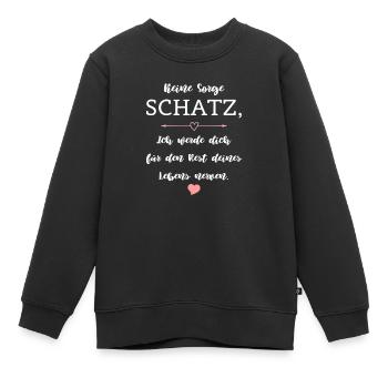 Humour Dire Relation Mariage Partenariat - Sweat Premium enfant bio - noir - Devant - AI Model Kid Female (0cm)