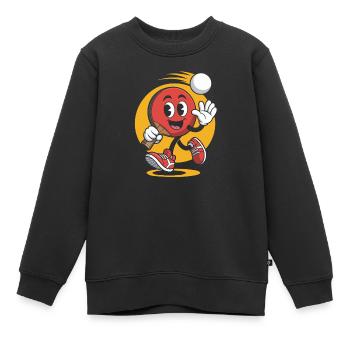 Funny Table Tennis Cartoon - Kinder Premium Organic Sweatshirt - Schwarz - Vorne - AI Model Kid Female (0cm)