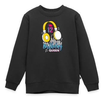 Birthday Queen 12th Birthday - Kids Premium Organic Sweatshirt - black - Front - AI Model Kid Female (0cm)