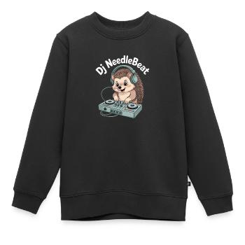DJ NeedleBeat Igel DJ Mit Kopfhoerern Am Pult - Kinder Premium Organic Sweatshirt - Schwarz - Vorne - AI Model Kid Female (0cm)