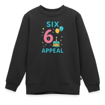 Six 6 Appel Fête d’Anniversaire Cadeau Enfants 6 Âge - Sweat Premium enfant bio - noir - Devant - AI Model Kid Female (0cm)